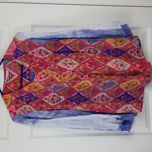 Soft Surrounding Bright Multicolor Sheer Button Front Blouse Size Medium